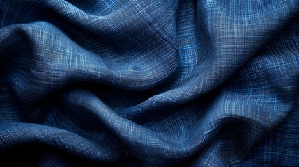 Fototapeta premium Textured blue fabric with woven pattern perfect for backgrounds and designs