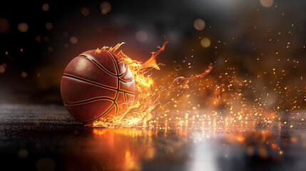 Fototapeta premium Basketball on Fire Artwork