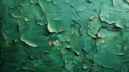 Textured green surface with irregular cracks and peeling paint