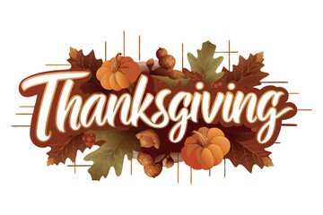 A poster for thanksgiving with a pumpkin patch and pumpkins