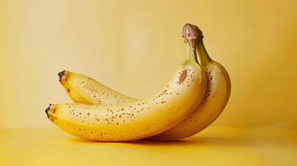 Yellow bananas on a yellow background with unique spots