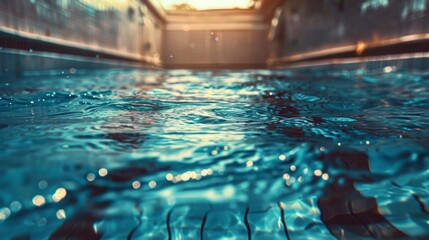 Tranquil swimming pool water on a sunny afternoon