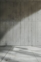 Obraz premium Minimalist Concrete Wall With Shadows, Empty Concrete Room With Grid-Pattern Wall and Floor