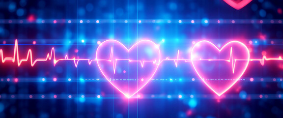 Heart Electrical Activity Over Time: Cardiogram Banner Concept Design