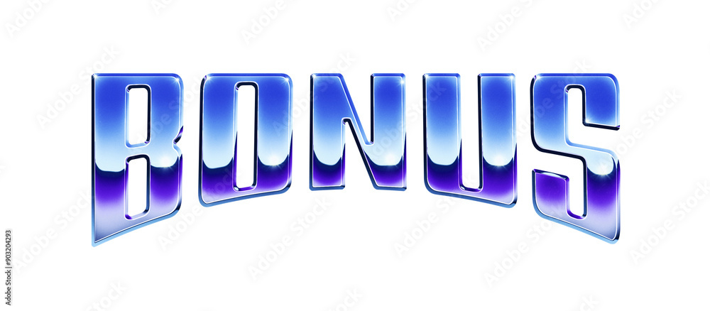 Fototapete word ‘bonus’ written in retro 1980s style chrome text effect isolated on transparent background