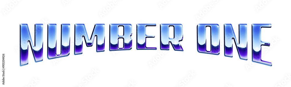 Aufkleber ‘number one’ written in retro 1980s style chrome text effect isolated on transparent background