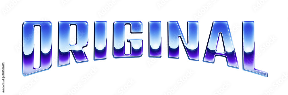 Poster word ‘original’ written in retro 1980s style chrome text effect isolated on transparent background