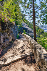 Mountain view from the Mist Trail in Yosemite National Park. Summer vacation in California, USA