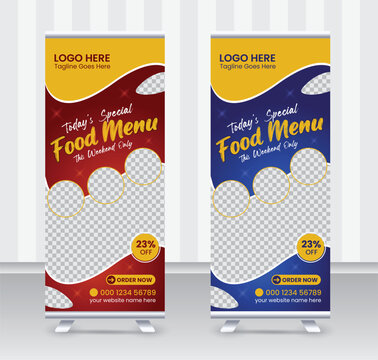 Today's special food menu and restaurant roll-up banner x or roll-up banner design template