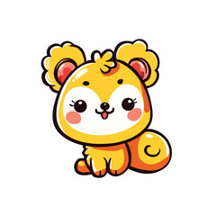 Adorable Cartoon Animal Mascot Logo, Playful Chibi Character Logo, Happy Animal Illustration