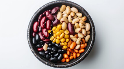 Fradinho beans mixed in bowl on white background