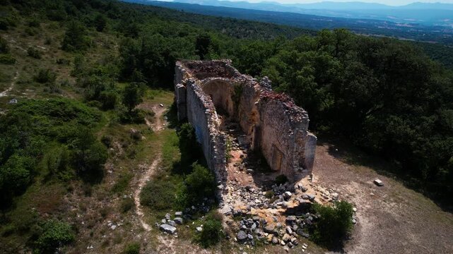Aerial view of the famous cursed town of Ochate in Condado de Trevino, Burgos, Spain. High quality 4k footage