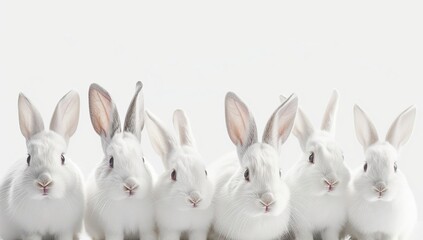 Obraz premium Six White Rabbits in a Row