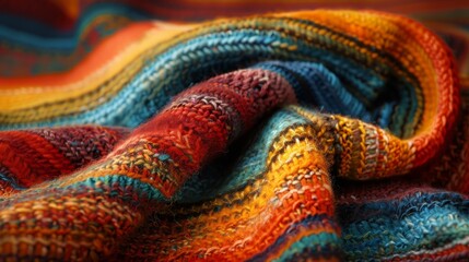 Vibrant mexican blanket displaying rich colors in soft texture