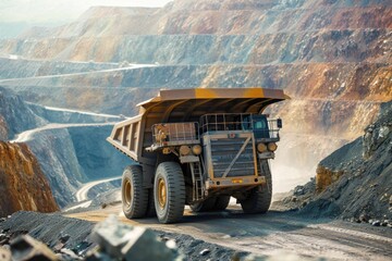 Massive Haul Truck Transporting Minerals from an Open-Pit Mine