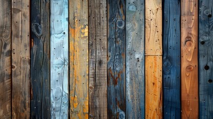 Colorful wooden planks arranged in vertical rows for creative backdrop