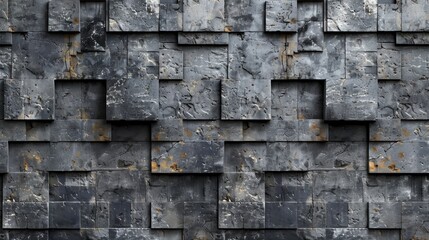 Architectural concrete cement brick wall design in modern urban setting