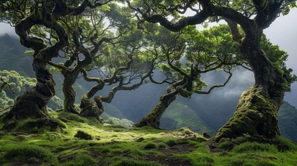 Naadloos Fotobehang Airtex Scenic beauty of fanal forest in madeira with majestic ancient trees © FryArt