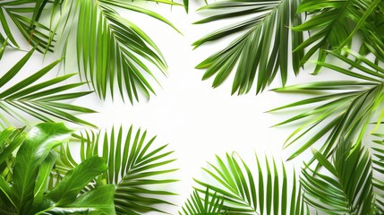 Obraz premium Tropical palm leaves on white background for summer concept