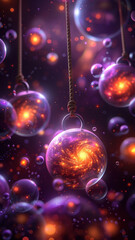 Astronaut Floating Among Colorful Bubbles