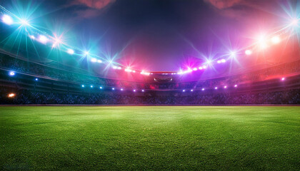 Neon Flashlights in Stadium: Winning and Action Concept