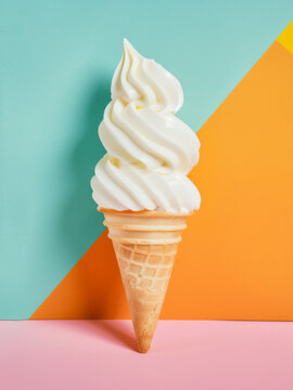 Soft serve ice cream on a colorful background