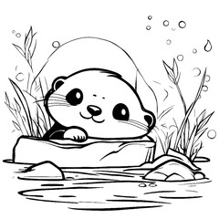 coloring otter