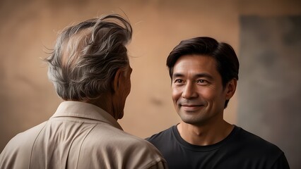 Fototapeta premium portrait of a retired father and his mature son