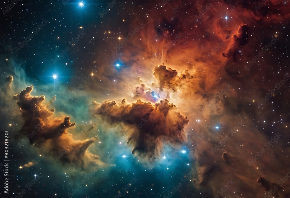 Canvas Prints a dense cluster of young, bright stars surrounded by clouds of gas and dust, illuminating the space 