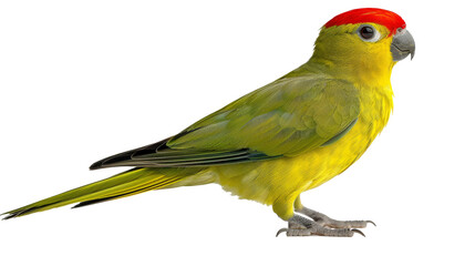 Fototapeta premium Red Fronted Kakariki Parakeet Against White Background