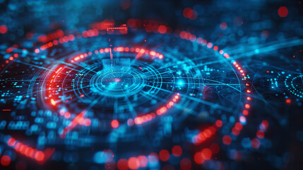 blue graphic data, showing red outlines on it and targets especially one with a blue focus graphic