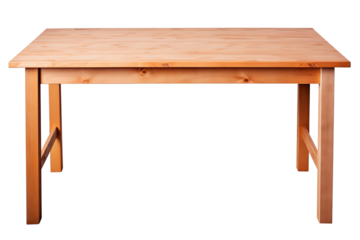 Wooden table isolated on transparent background.
