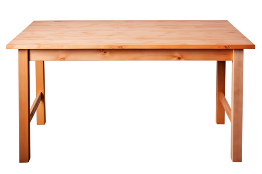 Wooden table isolated on transparent background.