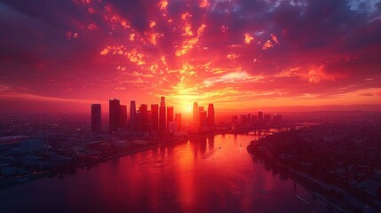 Panoramic view of Downtown Los Angeles skyline with iconic skyscrapers bustling streets