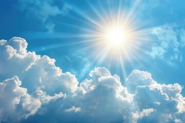 Ascension day concept with shining cross in clouds.