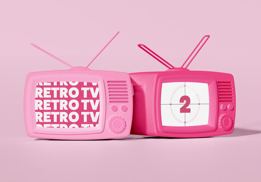 Pair of Retro TV Design Mockup