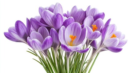 Fototapeta premium purple crocus saffron flower bouquet bunch on white background