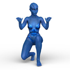 女性エイリアン　3DCGレンダリング