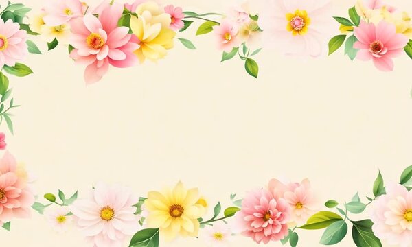 Spring flowers frame with vibrant colors and delicate petals, a perfect floral border for any occasion