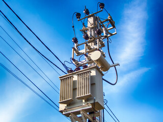 Transformer and disconnector on a pole