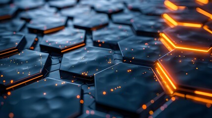 Obraz premium Hexagonal abstract metal background with light