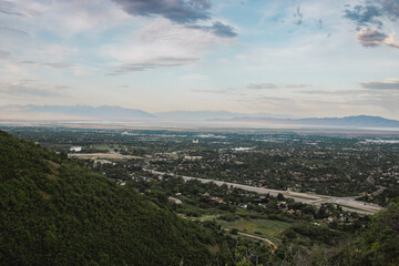 Summer Hiking views of Great Western Trail Layton City Utah
