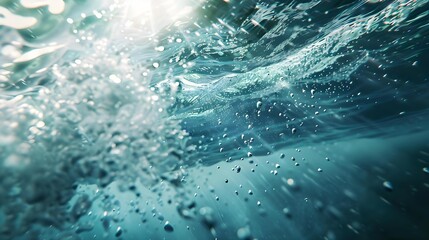 Underwater view with ocean waves flowing