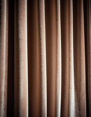 Obraz premium Curtain with soft smooth flowing folds. Deep beige color and luxurious texture create a dramatic and elegant atmosphere. Decoration and interior design. Expensive curtain made of rich fabric. AI