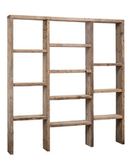 rough wooden shelf in grunge style. isolated, white background