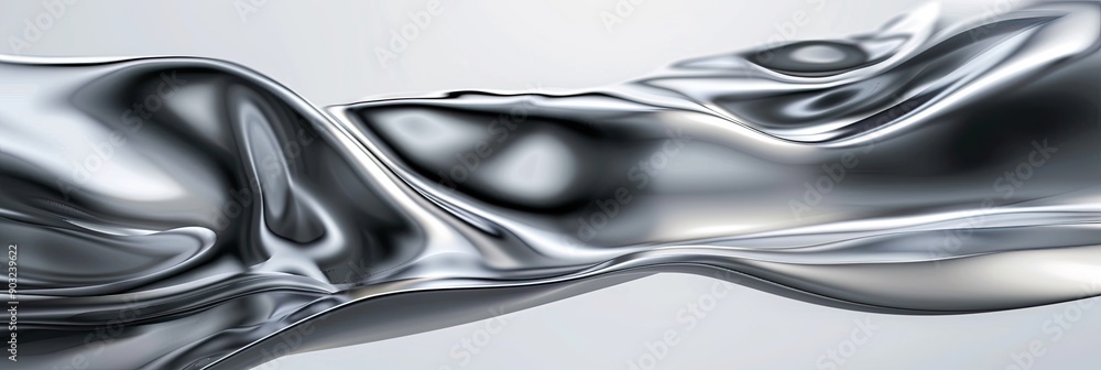 Poster Futuristic Flowing Gray Material on Light Background Representing Advanced Design Concepts in Modern Art