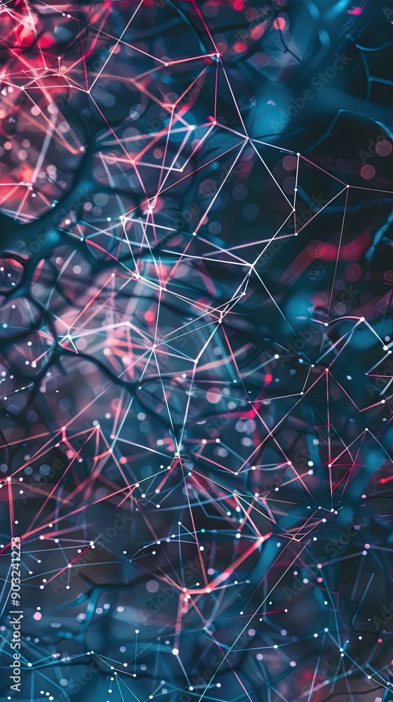 Poster Intricate Webs of Machine Learning Connections Depicting Data Interaction and Processing in a Modern Digital Environment
