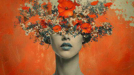 Collage_Floral Crown on Surreal Orange Muse