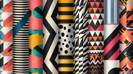 Collection of striped seamless geometric patterns