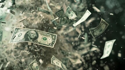 Falling dollar money in slow motion 4K